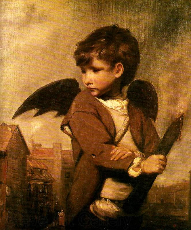 Sir Joshua Reynolds cupid as link boy Norge oil painting art